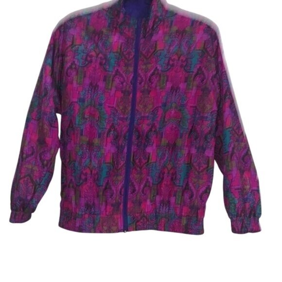 Lavon Petites Retro Tracksuit Jacket & Pants Nylon PM Purple & Multicolor - Picture 6 of 14